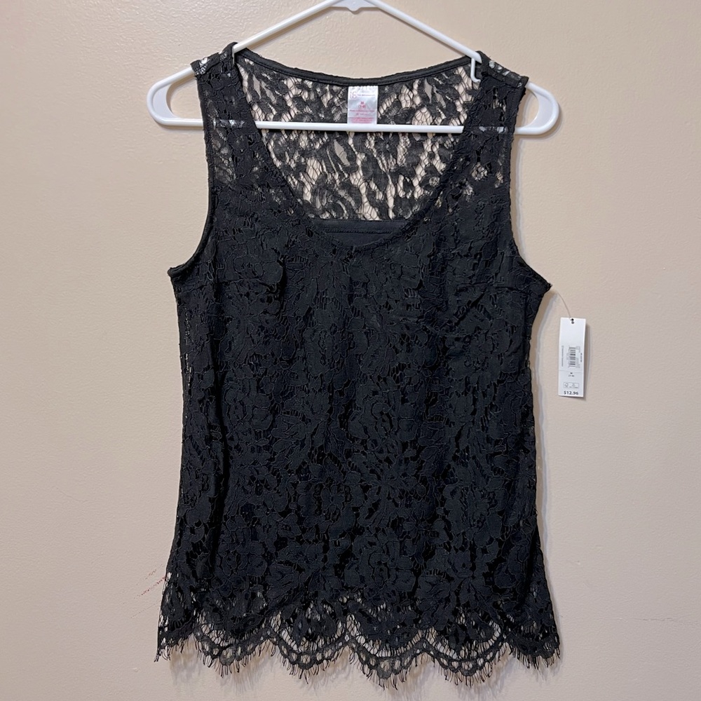 No Boundaries Black Lace Tank Women’s Size Medium